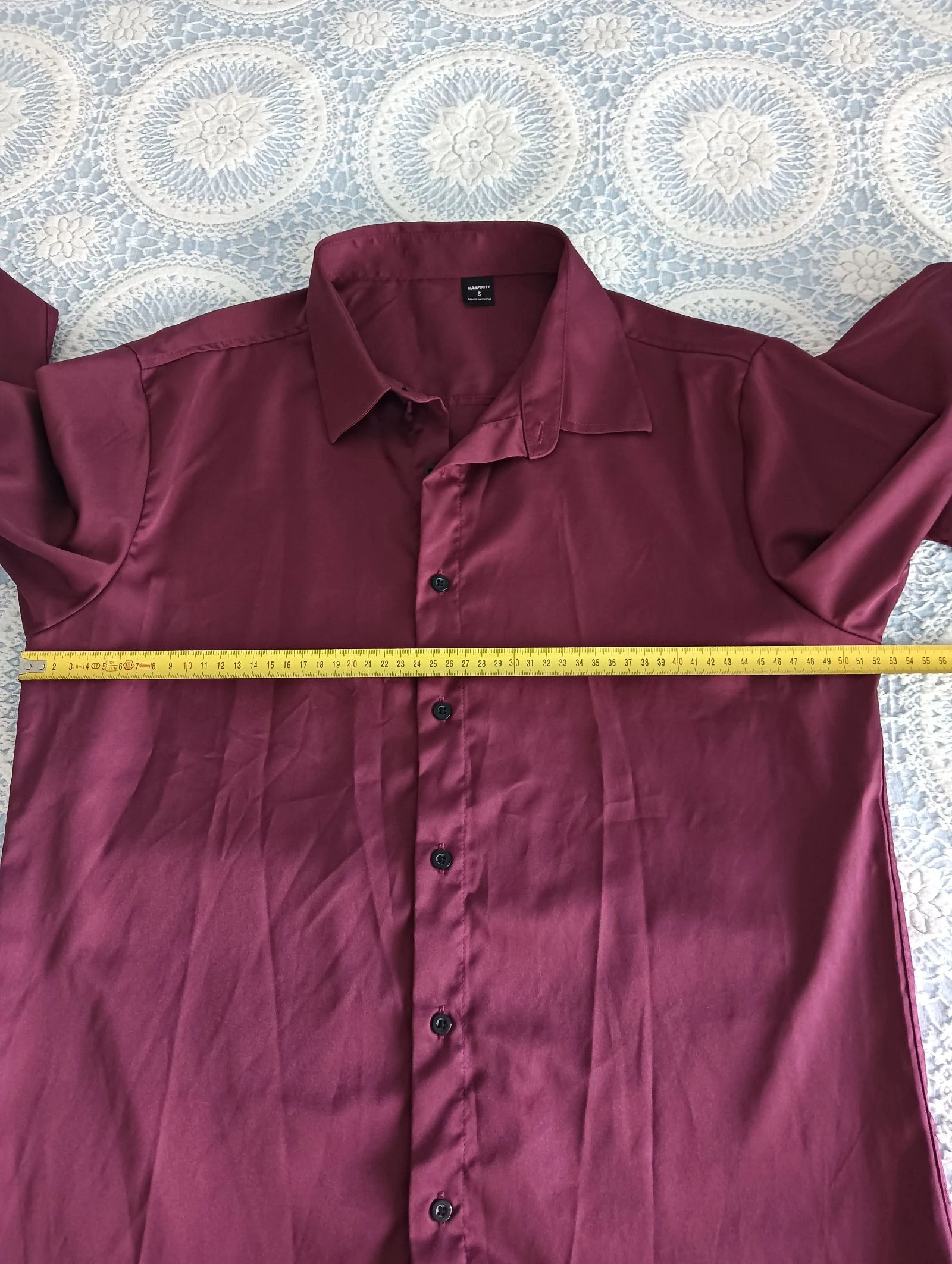 Men's Shirt - Wine / Burgundy Color - Size S – photo 3